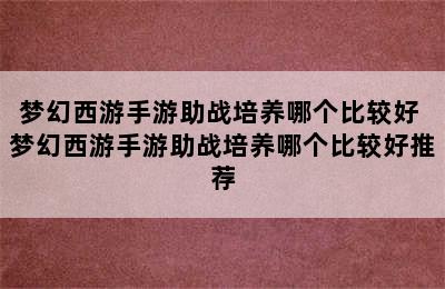 梦幻西游手游助战培养哪个比较好 梦幻西游手游助战培养哪个比较好推荐